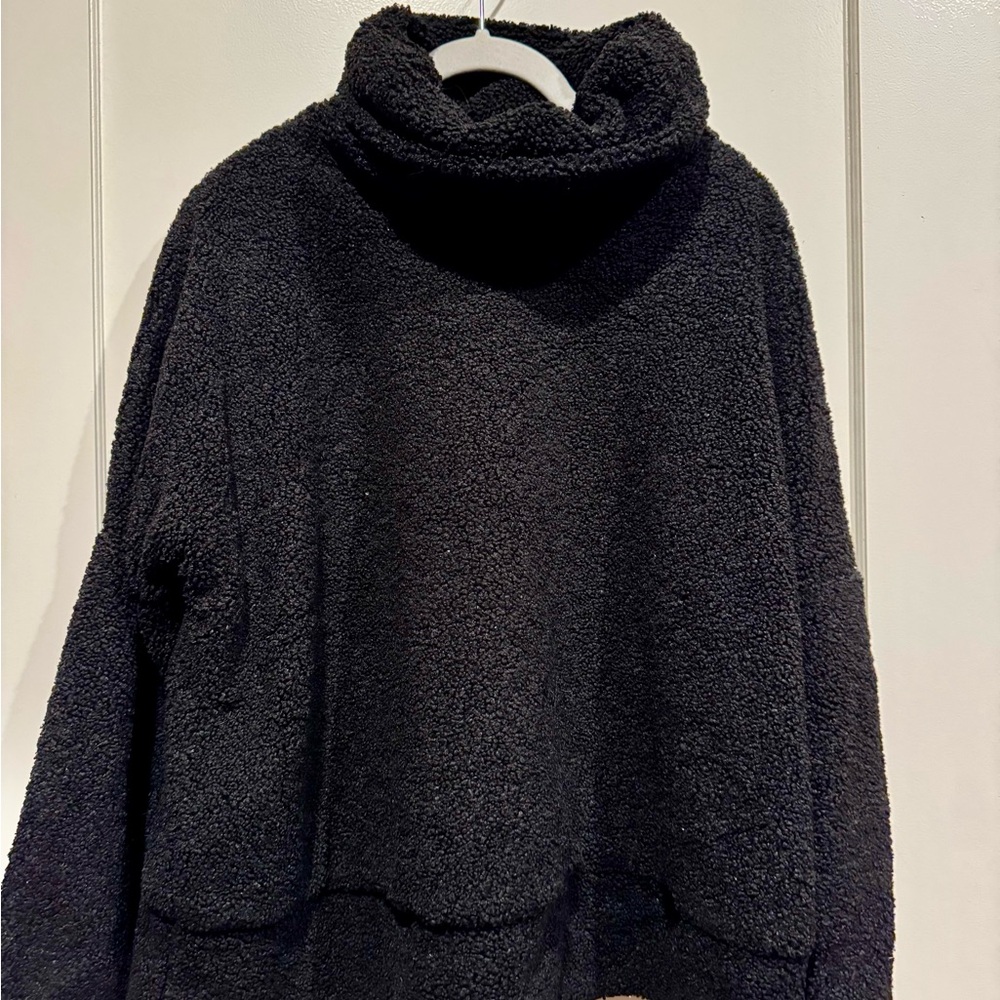 Tuckernuck Black Oversized Cowl Neck / Stand Up Collar Top